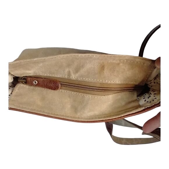 Myra Bag Composition Crossbody Purse Cowhide Leather & Canvas Western Boho - Picture 8 of 12